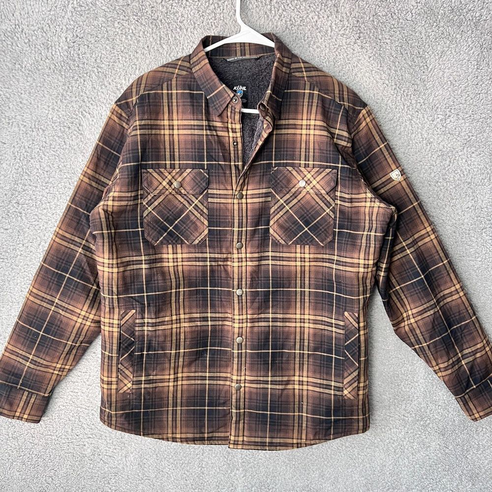 Kuhl Shirt Jacket Mens Medium Joyrydr Flannel Sherpa Lined Shacket Pearl Snap